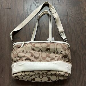 Coach Signature Monogram Stripe Tote/Weekender/Diaper Bag